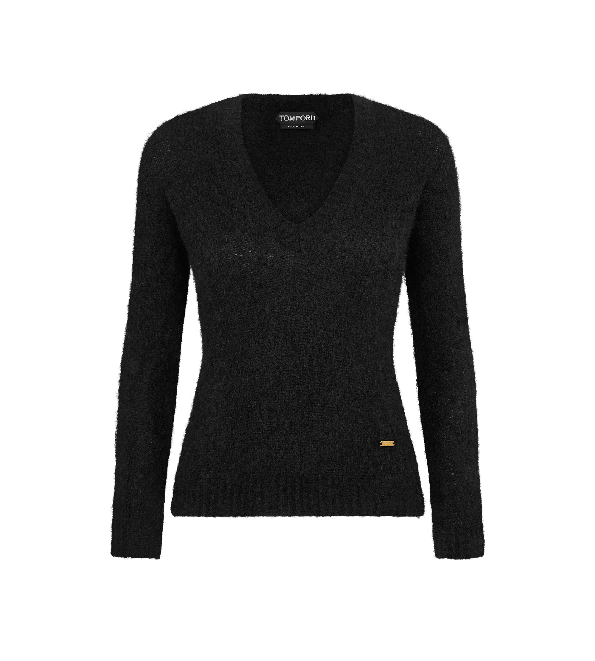 SEAMLESS CASHMERE SILK KNIT V-NECK TOP