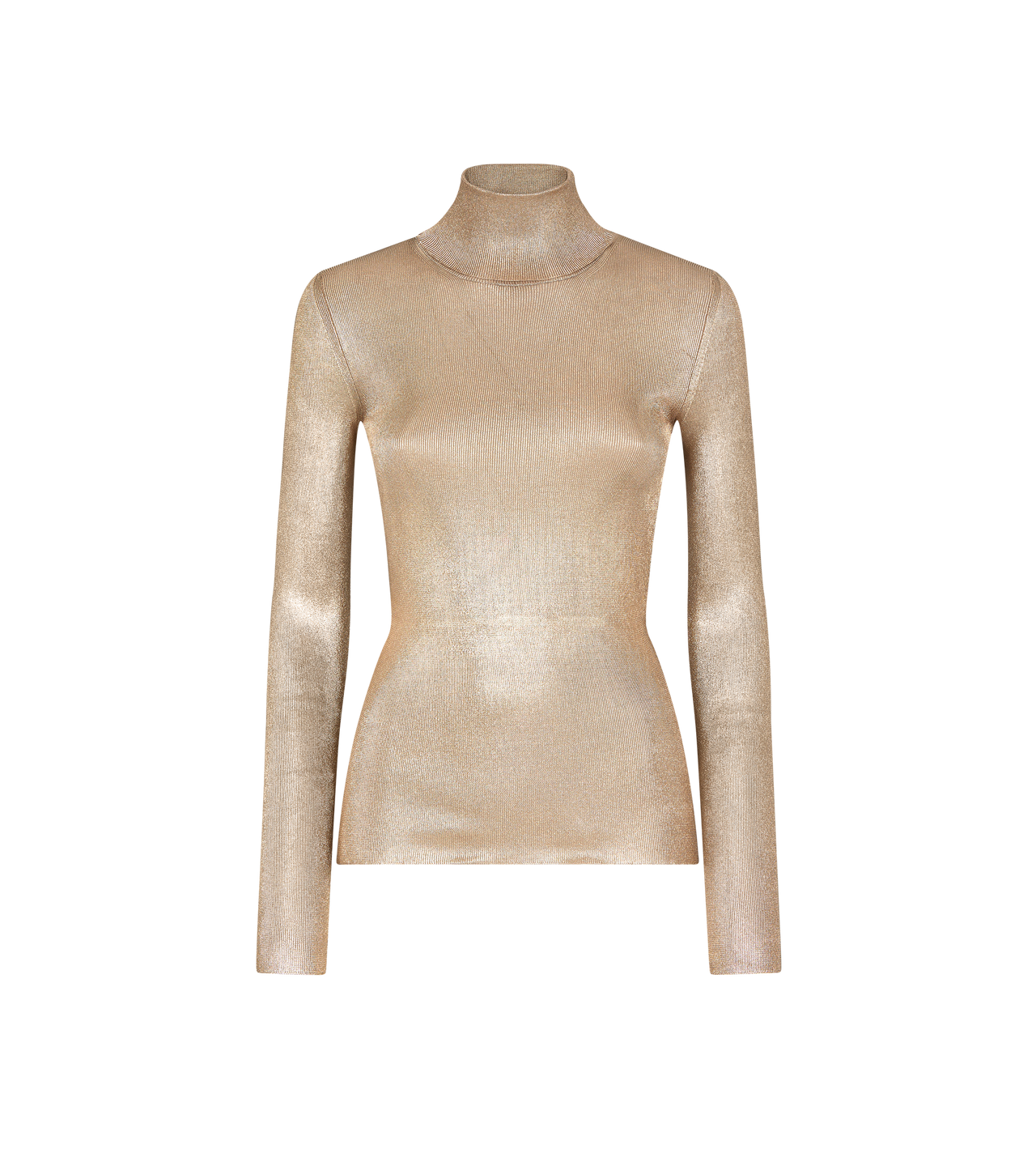 WET LOOK VISCOSE KNIT TURTLENECK TOP image number 0