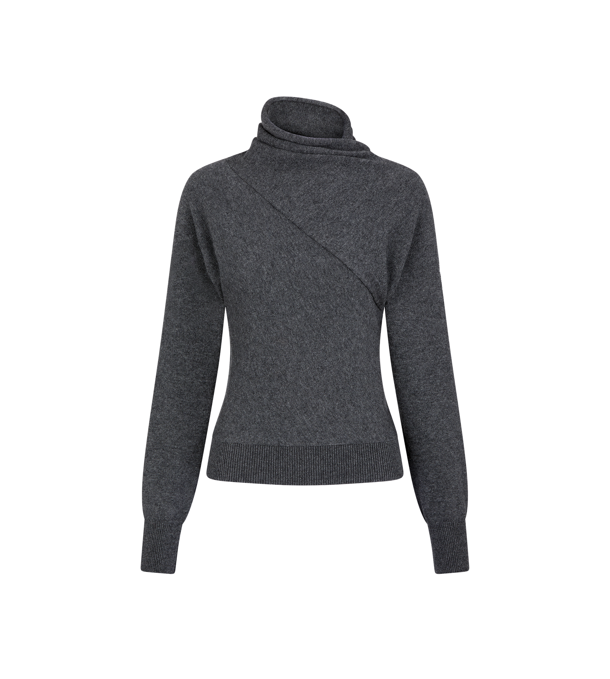 LONG SLEEVE WRAP COLLAR KNIT