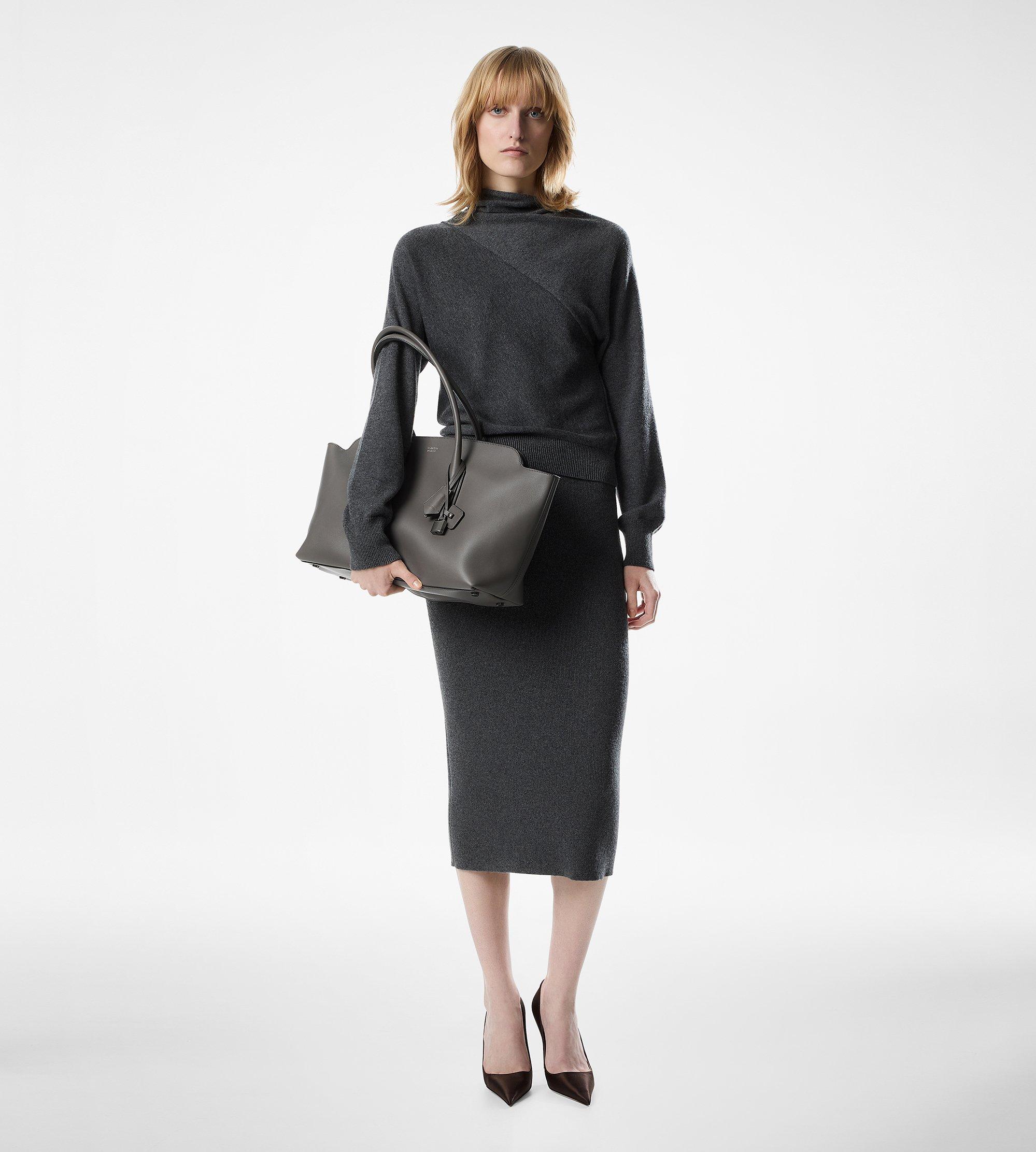 LONG SLEEVE WRAP COLLAR KNIT