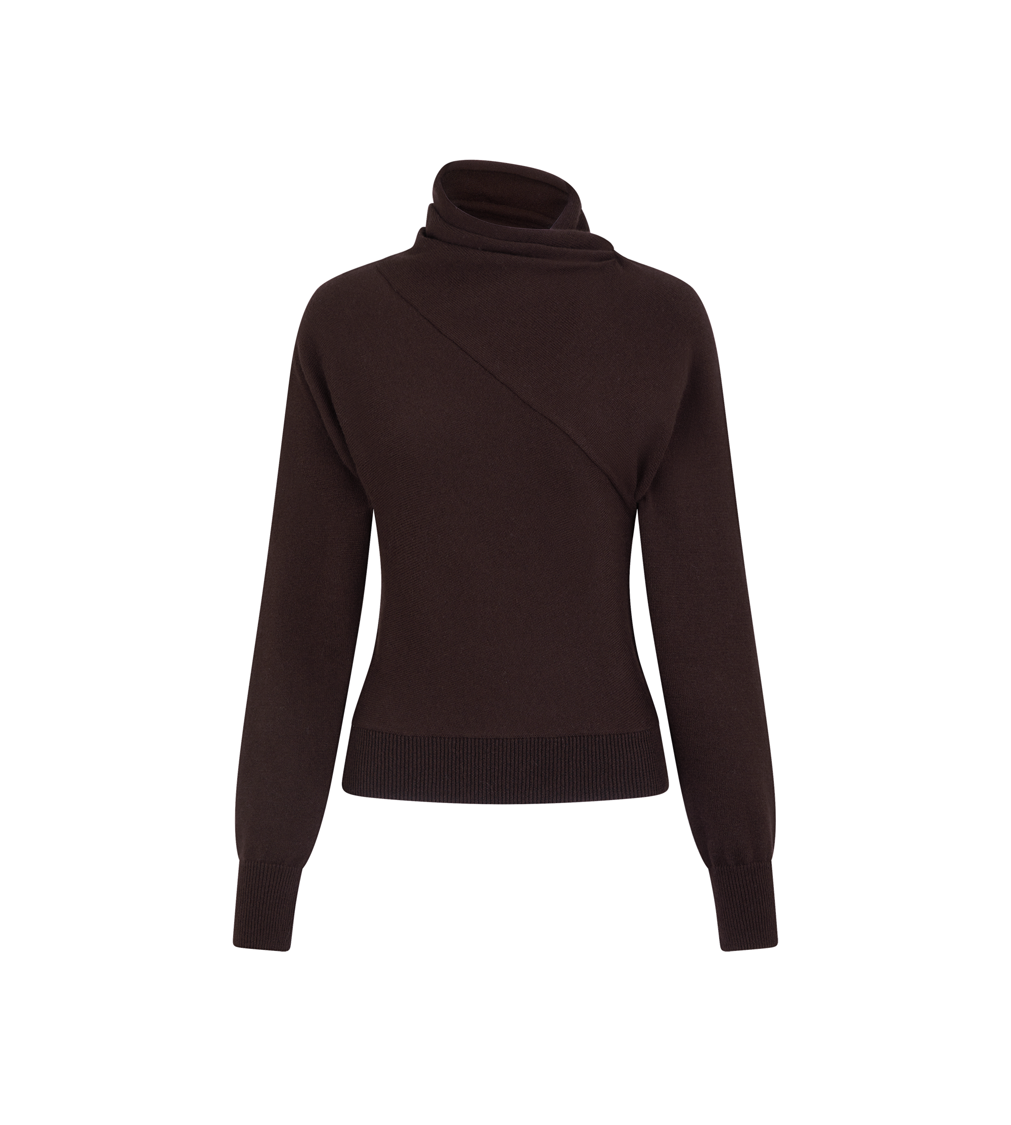 LONG SLEEVE WRAP COLLAR KNIT