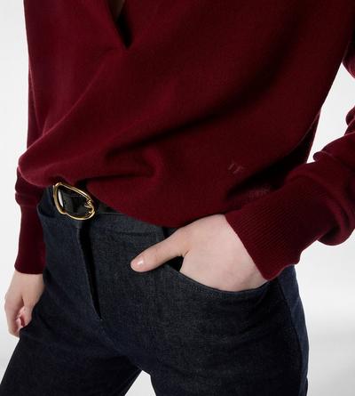 TOM FORD CASHMERE DEEP RED LONG SLEEVE CASHMERE POLO