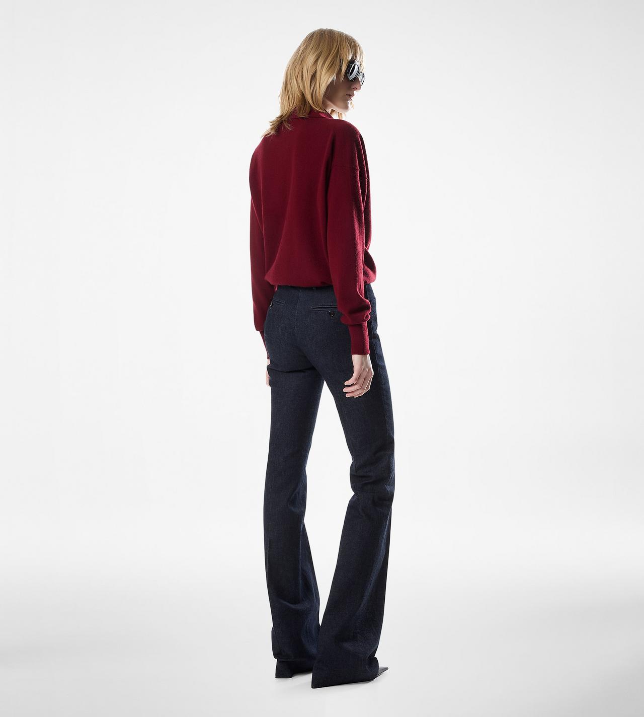 TOM FORD CASHMERE DEEP RED LONG SLEEVE CASHMERE POLO