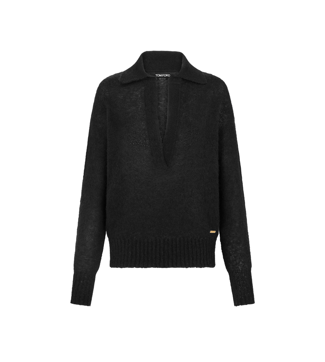 LONG SLEEVE CASHMERE SILK POLO image number 0