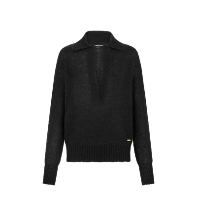 LONG SLEEVE CASHMERE SILK POLO image number 0
