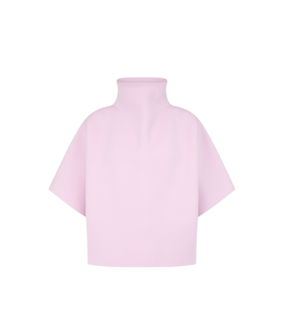 ULTRAFINE CASHMERE BLEND FUNNEL NECK SCULPTURAL T-SHIRT image number 0