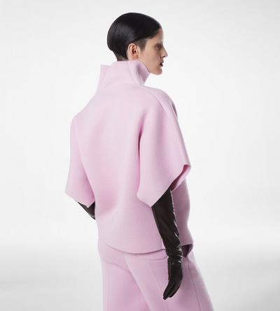 ULTRAFINE CASHMERE BLEND FUNNEL NECK SCULPTURAL T-SHIRT image number 3