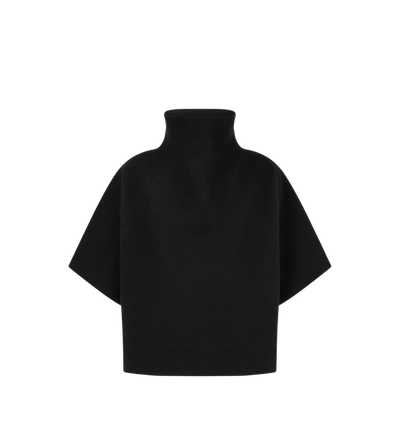 TOM FORD CASHMERE BLEND BLACK ULTRAFINE CASHMERE BLEND FUNNEL NECK SCULPTURAL T-SHIRT