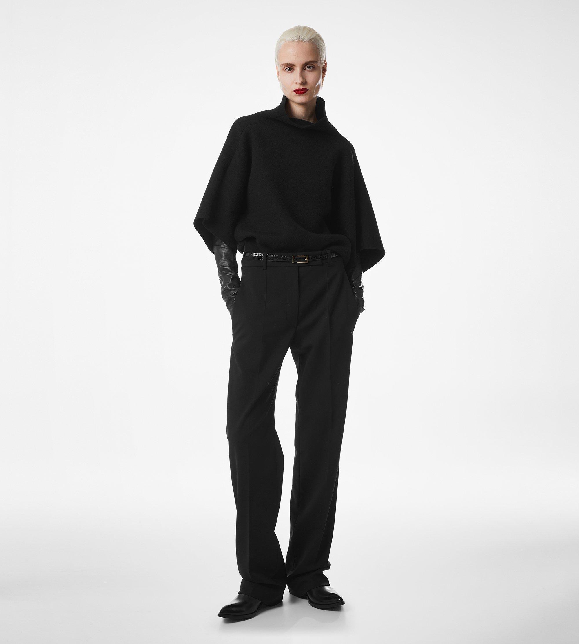 ULTRAFINE CASHMERE BLEND FUNNEL NECK SCULPTURAL T-SHIRT