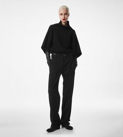 TOM FORD CASHMERE BLEND BLACK ULTRAFINE CASHMERE BLEND FUNNEL NECK SCULPTURAL T-SHIRT