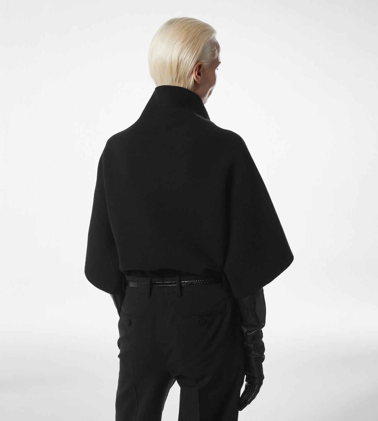 TOM FORD CASHMERE BLEND BLACK ULTRAFINE CASHMERE BLEND FUNNEL NECK SCULPTURAL T-SHIRT