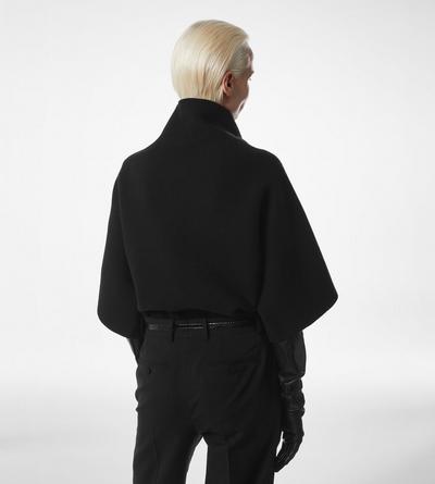 TOM FORD CASHMERE BLEND BLACK ULTRAFINE CASHMERE BLEND FUNNEL NECK SCULPTURAL T-SHIRT