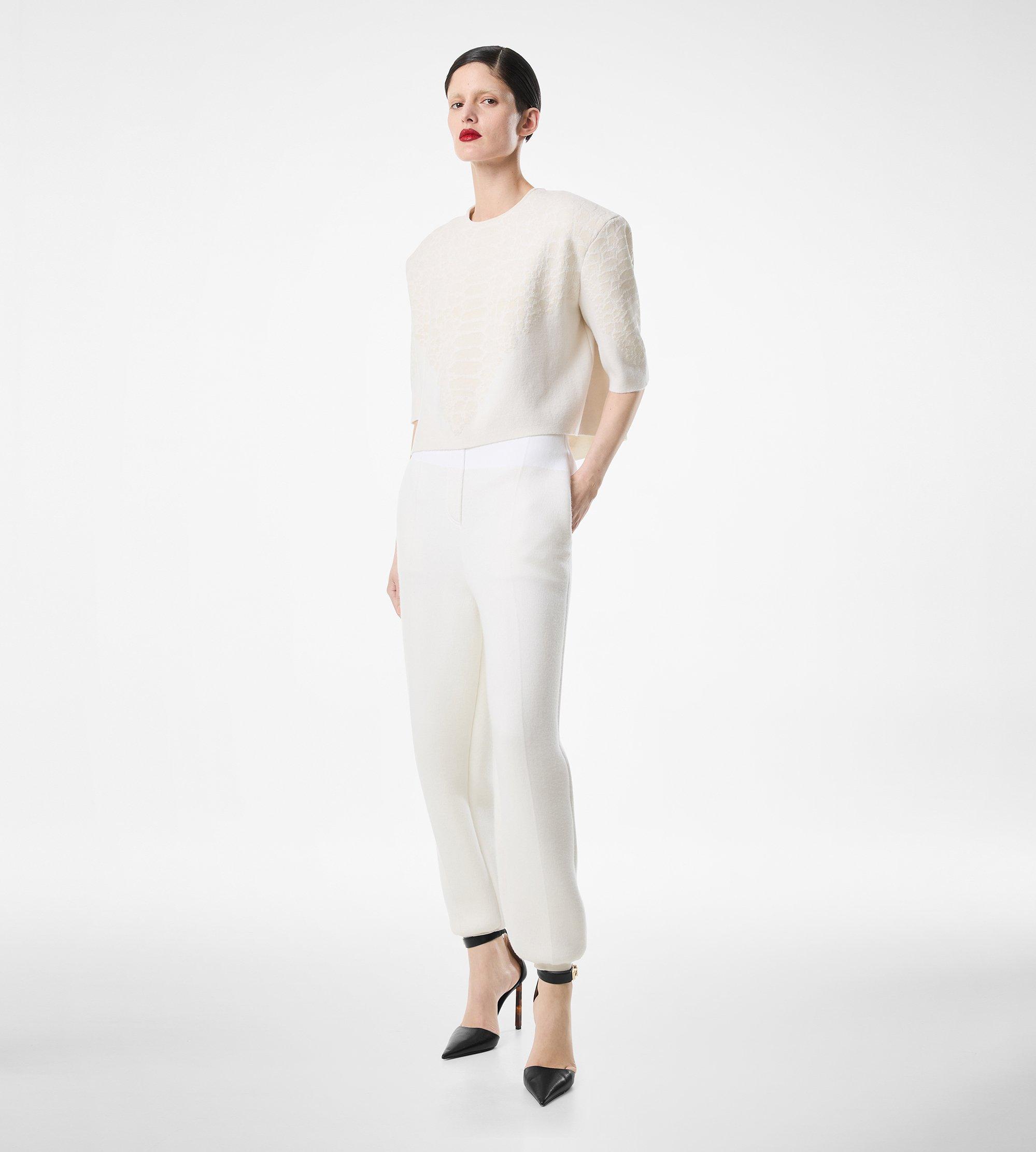 MERINO CASHMERE CREWNECK T-SHIRT WITH SILK CHENILLE EMBOSSED PYTHON DETAIL