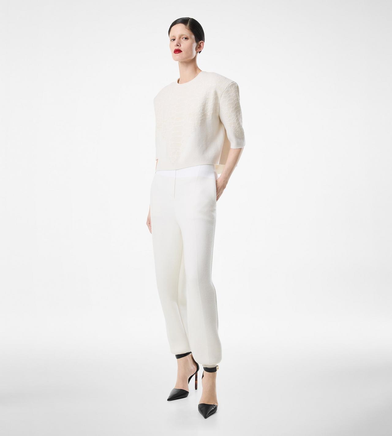 MERINO CASHMERE CREWNECK T-SHIRT WITH SILK CHENILLE EMBOSSED PYTHON DETAIL image number 3