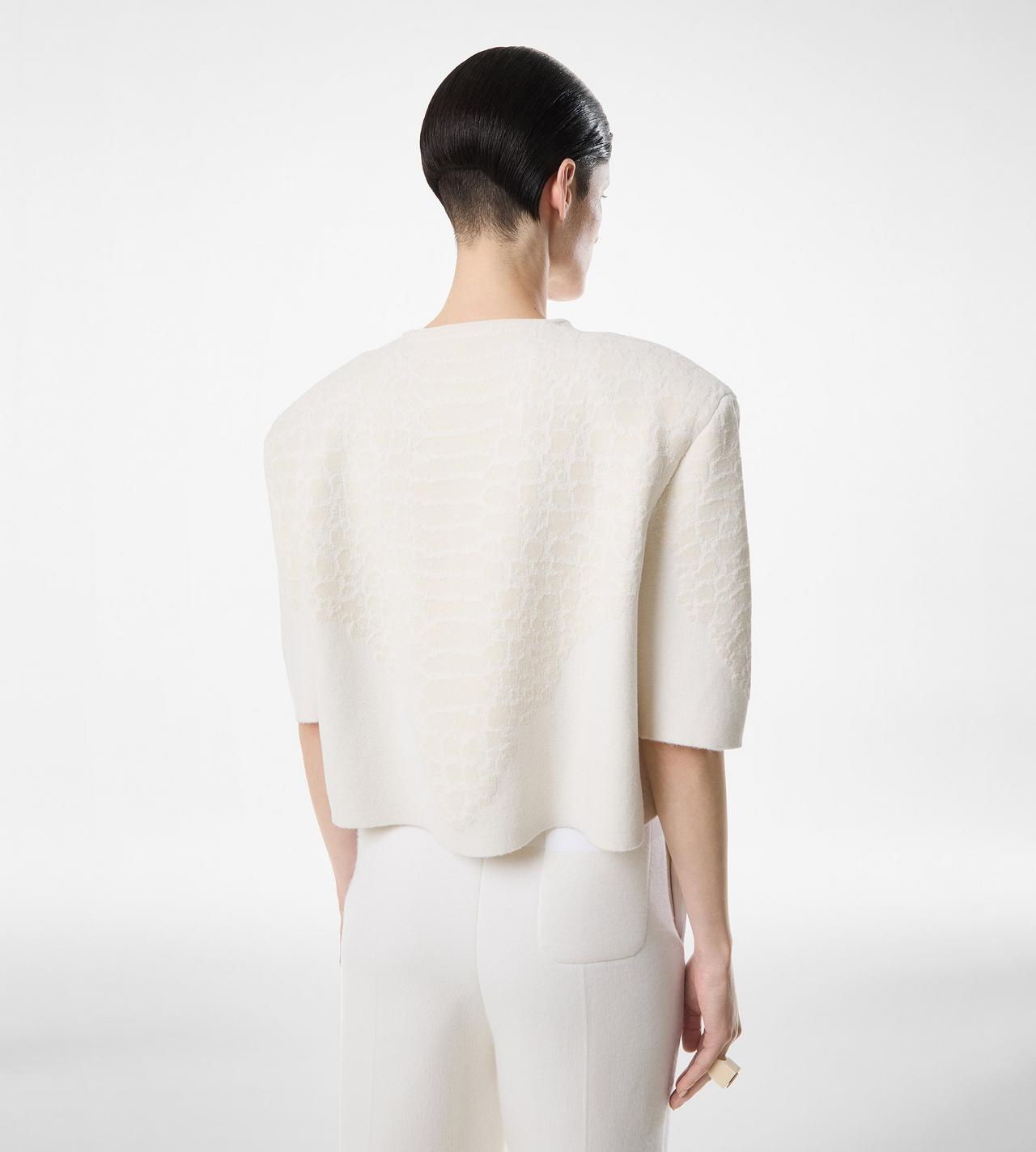 MERINO CASHMERE CREWNECK T-SHIRT WITH SILK CHENILLE EMBOSSED PYTHON DETAIL image number 2