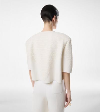 MERINO CASHMERE CREWNECK T-SHIRT WITH SILK CHENILLE EMBOSSED PYTHON DETAIL image number 2