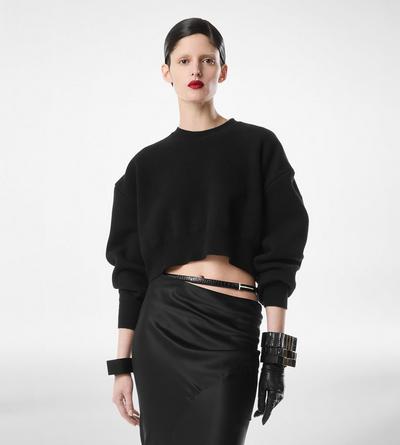 SCULPTURAL DOUBLE FACE WOOL CASHMERE SWEATSHIRT image number 2