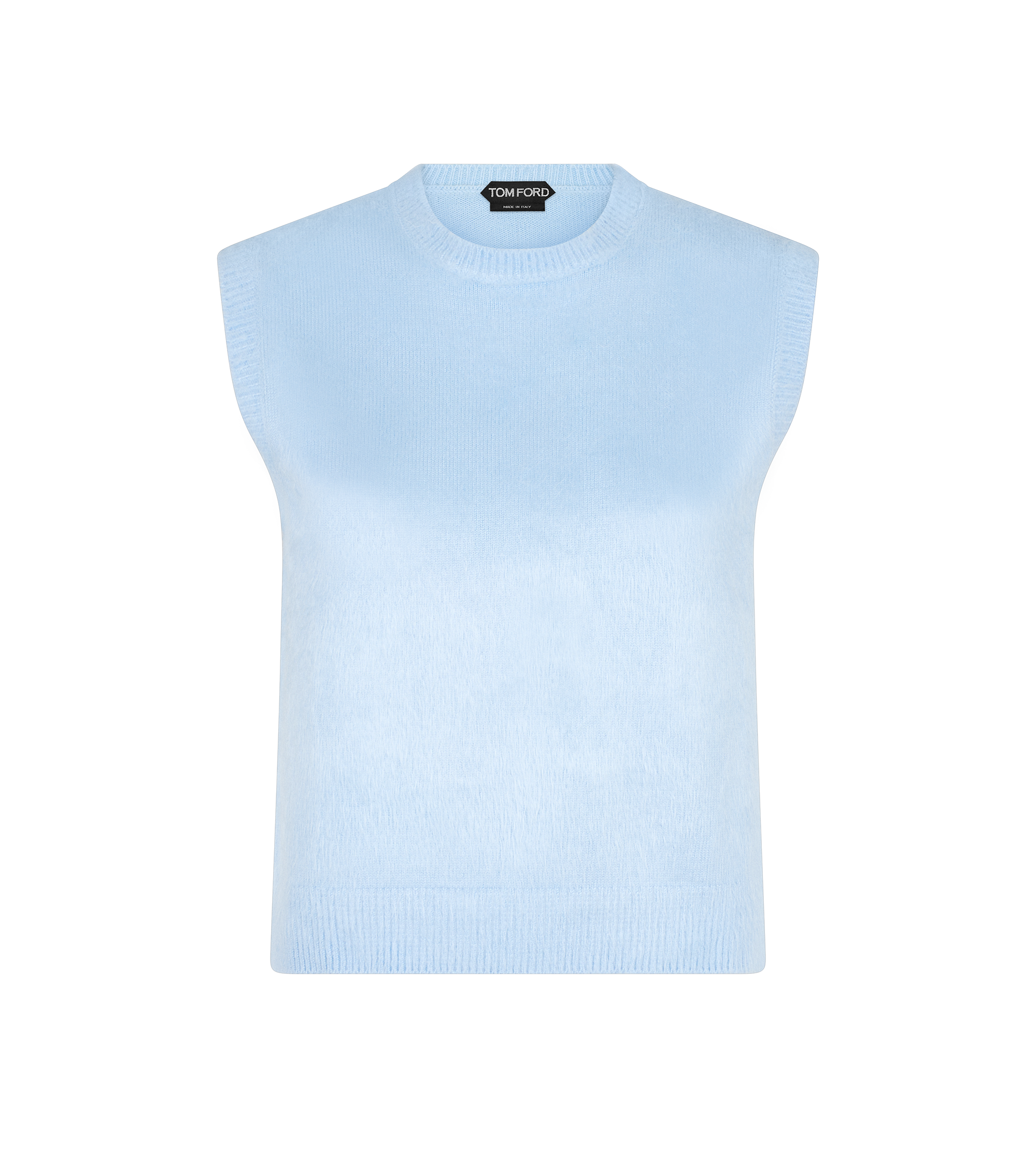BRUSHED SILK JERSEY KNIT CREWNECK TANK