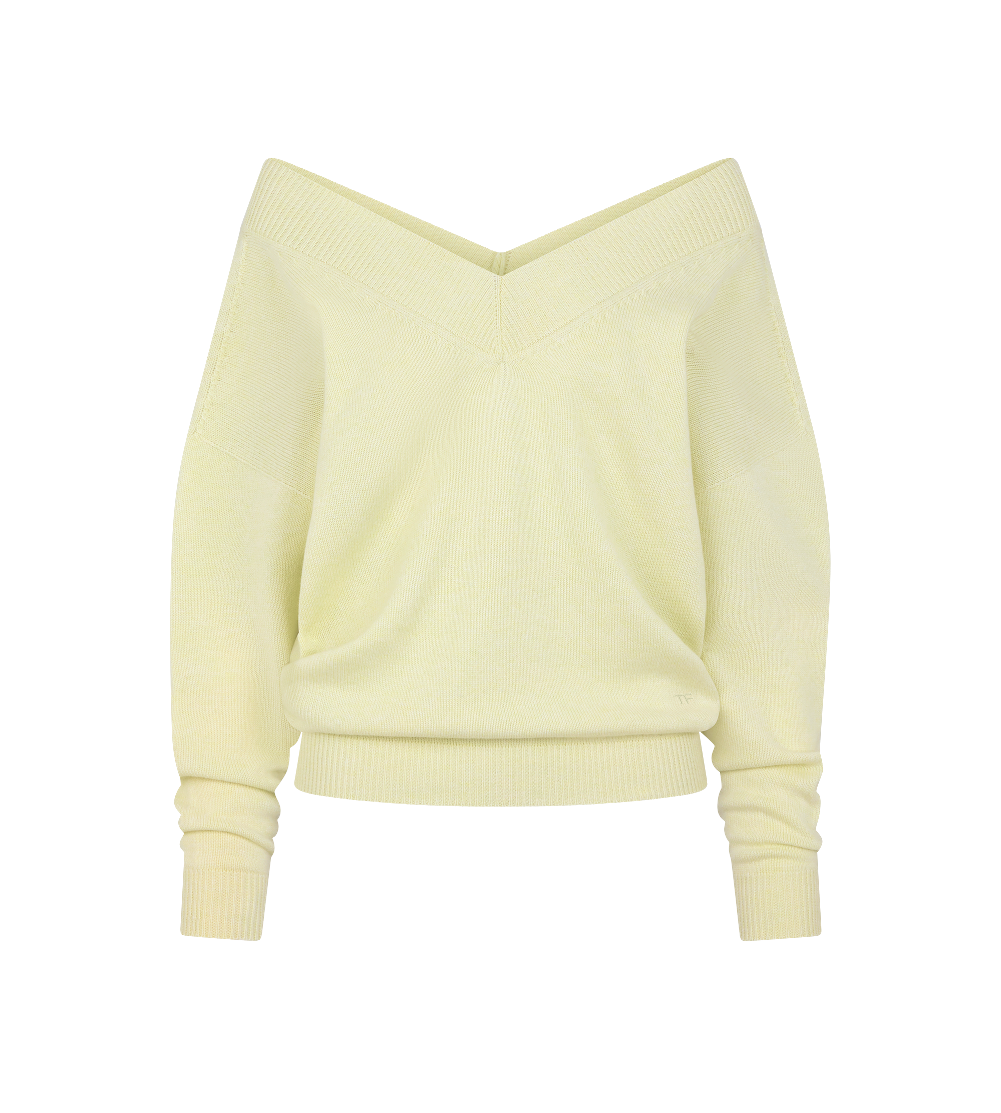 CASHMERE OFF THE SHOULDER V-NECK KNIT