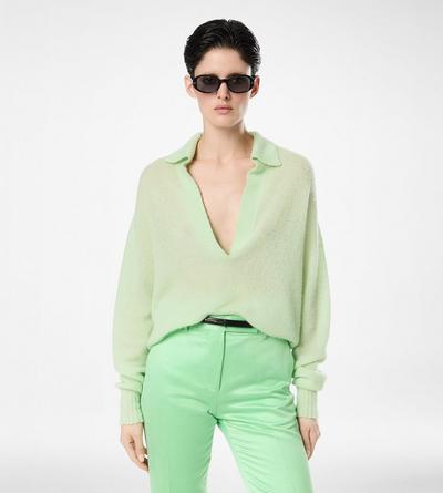 ULTRASOFT CASHMERE SILK OVERSIZED OPEN POLO COLLAR KNIT image number 2