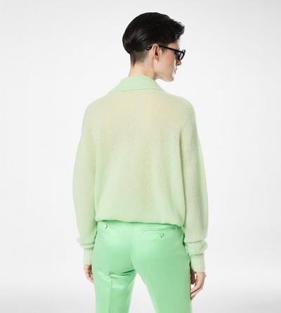 ULTRASOFT CASHMERE SILK OVERSIZED OPEN POLO COLLAR KNIT image number 3
