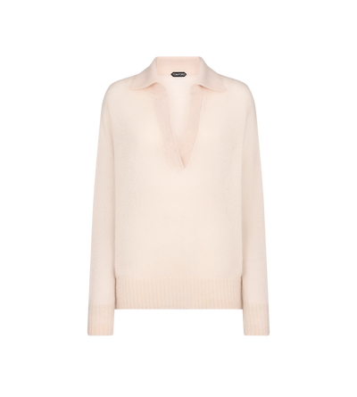 ULTRASOFT CASHMERE SILK OVERSIZED OPEN POLO COLLAR KNIT