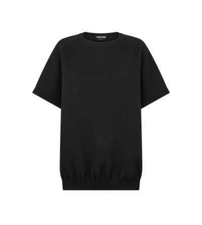 SCULPTURAL MERINO INTERLOCK BLEND OVERSIZED RAGLAN SLEEVE T-SHIRT WITH TONAL TF EMBROIDERED LOGO