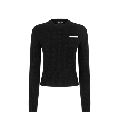 SHRUNKEN CREWNECK FINE MERINO KNIT WITH CONTRAST POCKET DETAIL image number 0