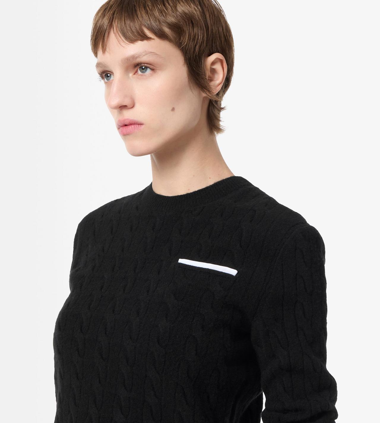 SHRUNKEN CREWNECK FINE MERINO KNIT WITH CONTRAST POCKET DETAIL image number 1