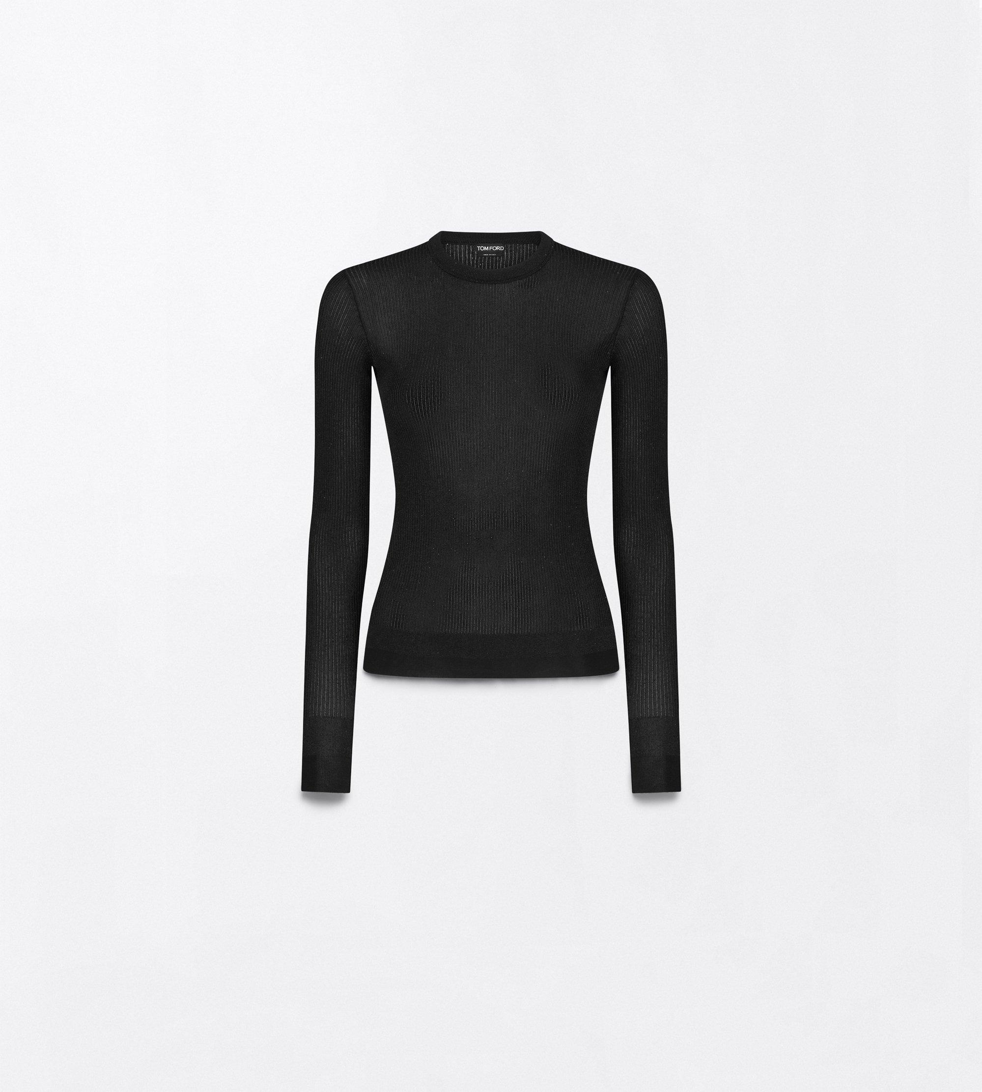 LUREX VISCOSE RIB WITH MICRO SEQUINS LONG SLEEVE CREWNECK