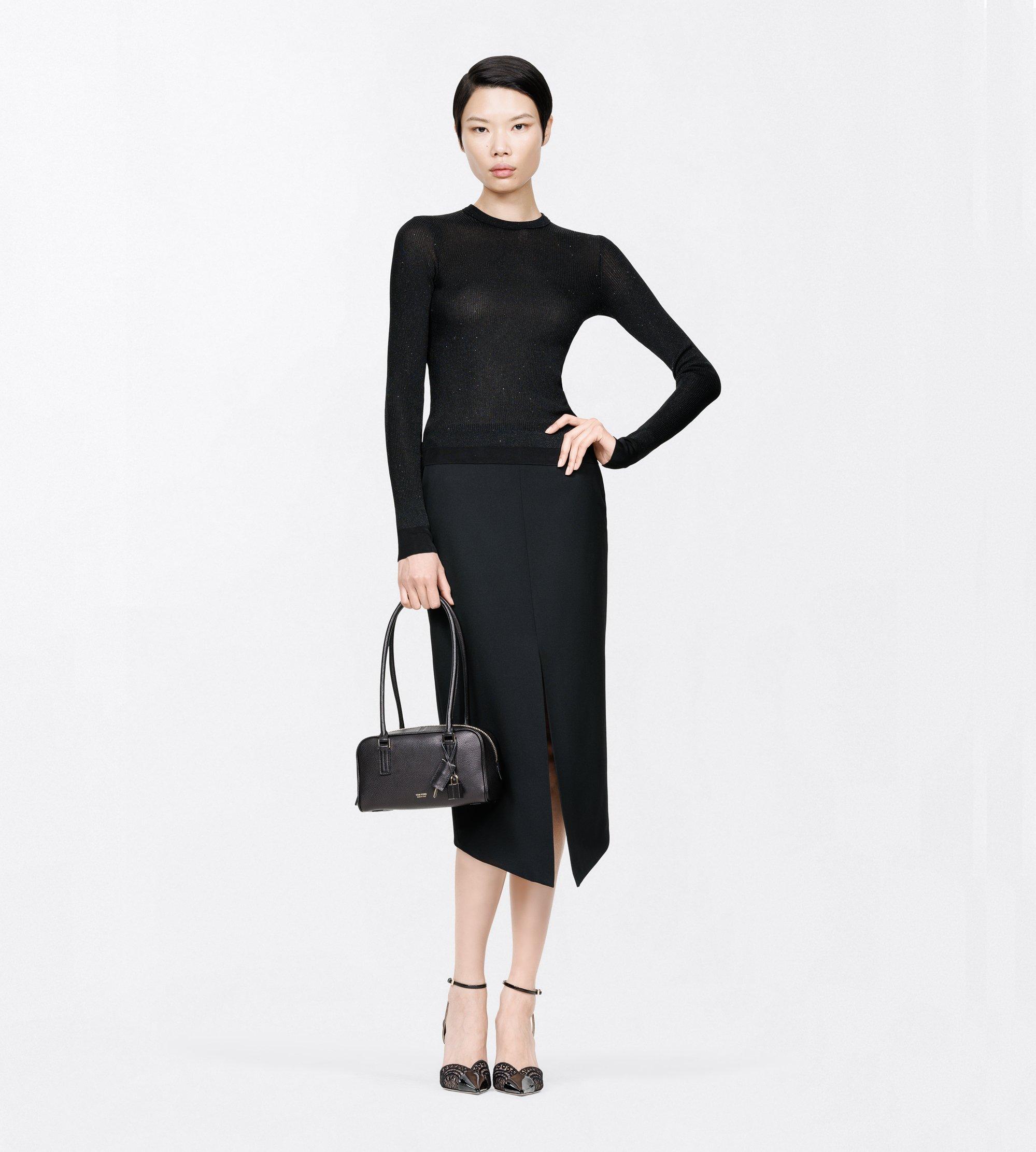 LUREX VISCOSE RIB WITH MICRO SEQUINS LONG SLEEVE CREWNECK