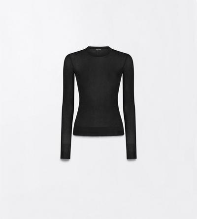 TOM FORD VISCOSE BLACK LUREX VISCOSE RIB WITH MICRO SEQUINS LONG SLEEVE CREWNECK