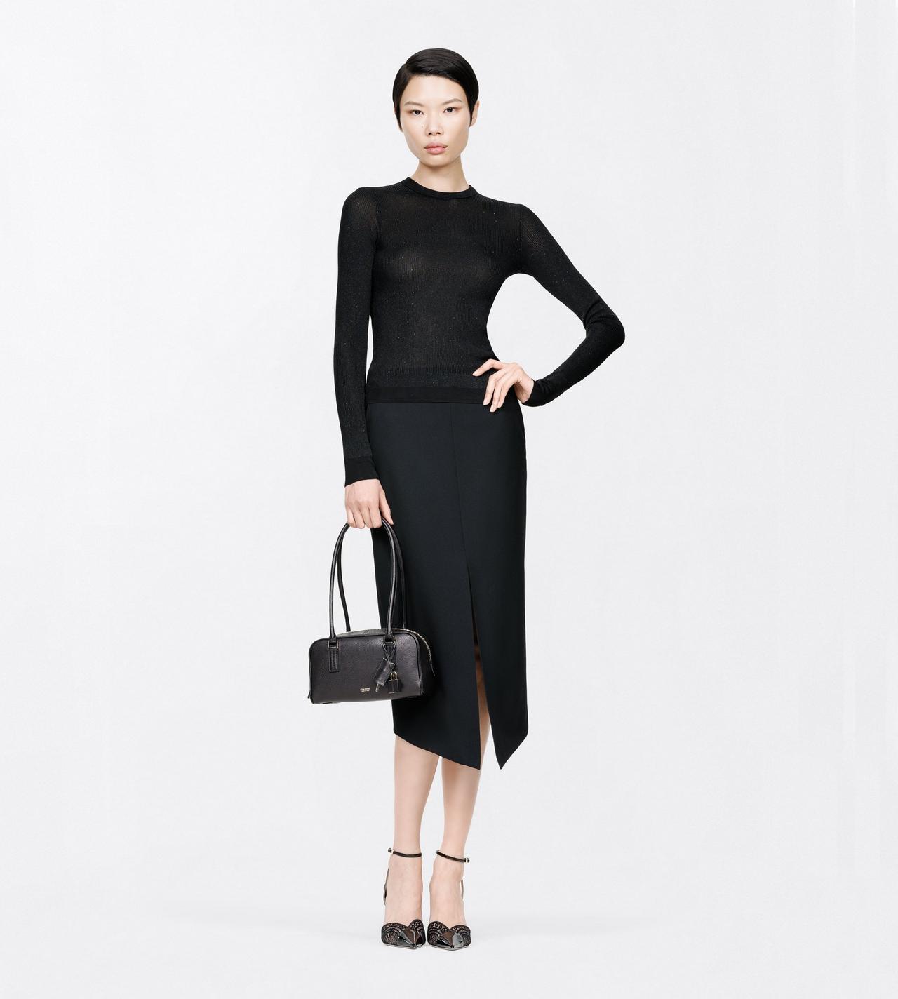 TOM FORD VISCOSE BLACK LUREX VISCOSE RIB WITH MICRO SEQUINS LONG SLEEVE CREWNECK
