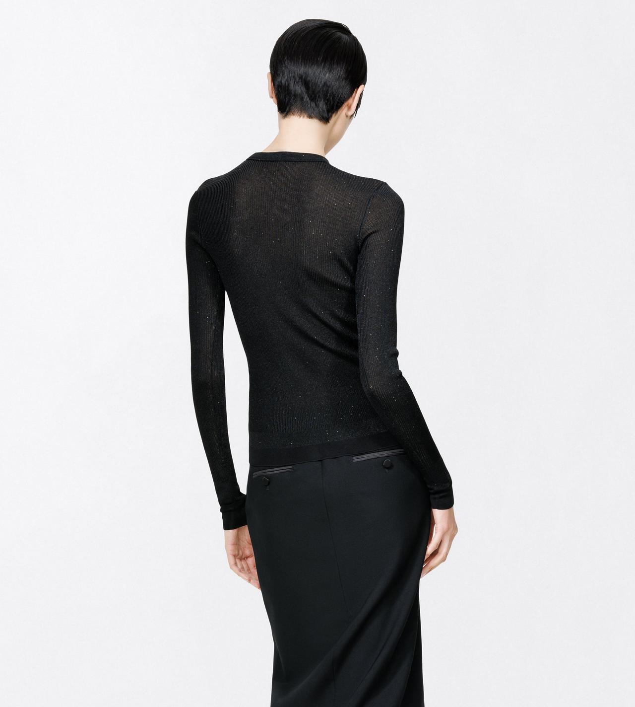 TOM FORD VISCOSE BLACK LUREX VISCOSE RIB WITH MICRO SEQUINS LONG SLEEVE CREWNECK