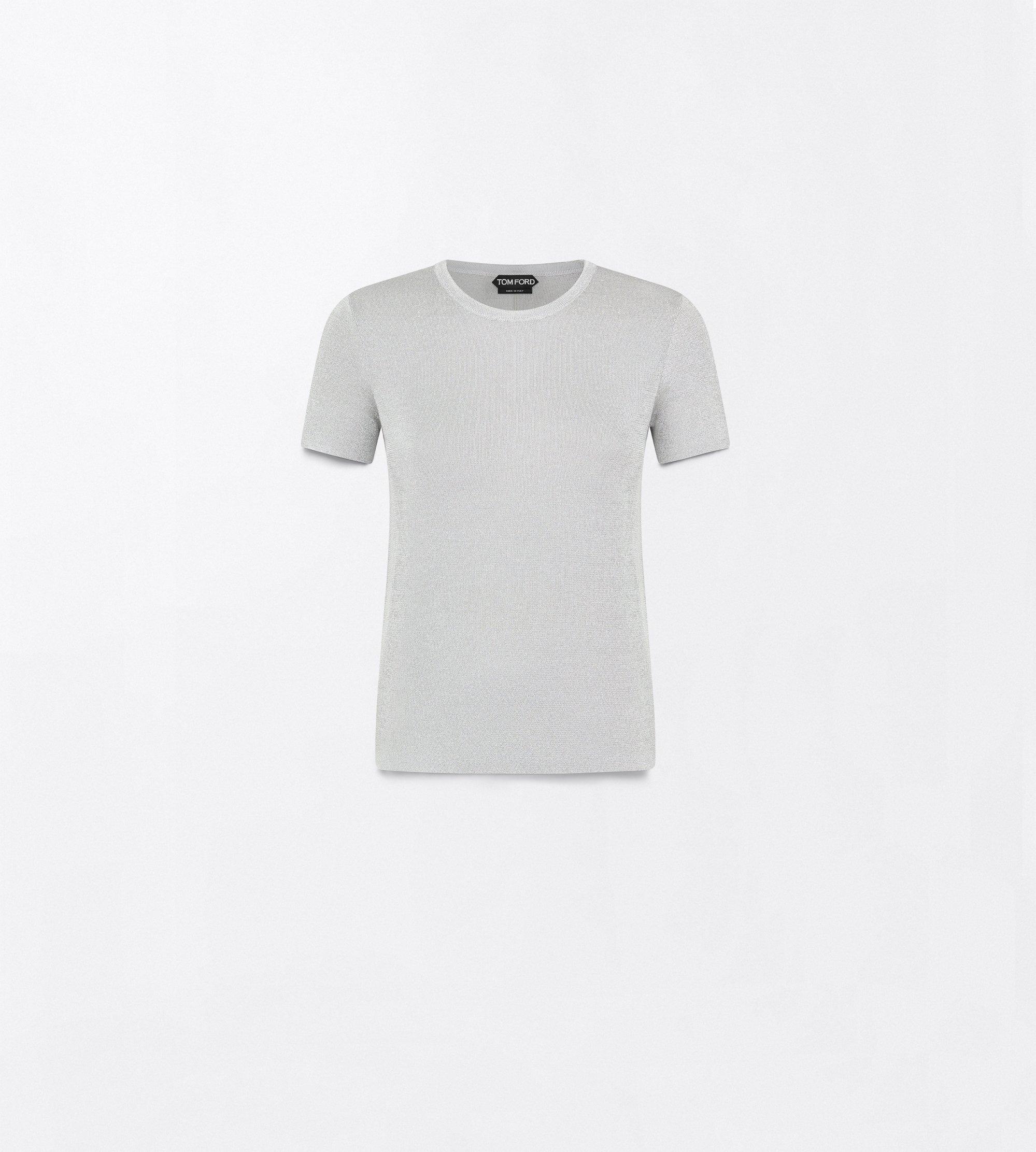 METALLIC KNIT BOXY MICRO T-SHIRT