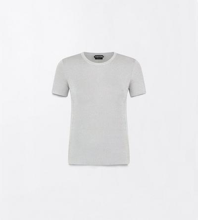 METALLIC KNIT BOXY MICRO T-SHIRT