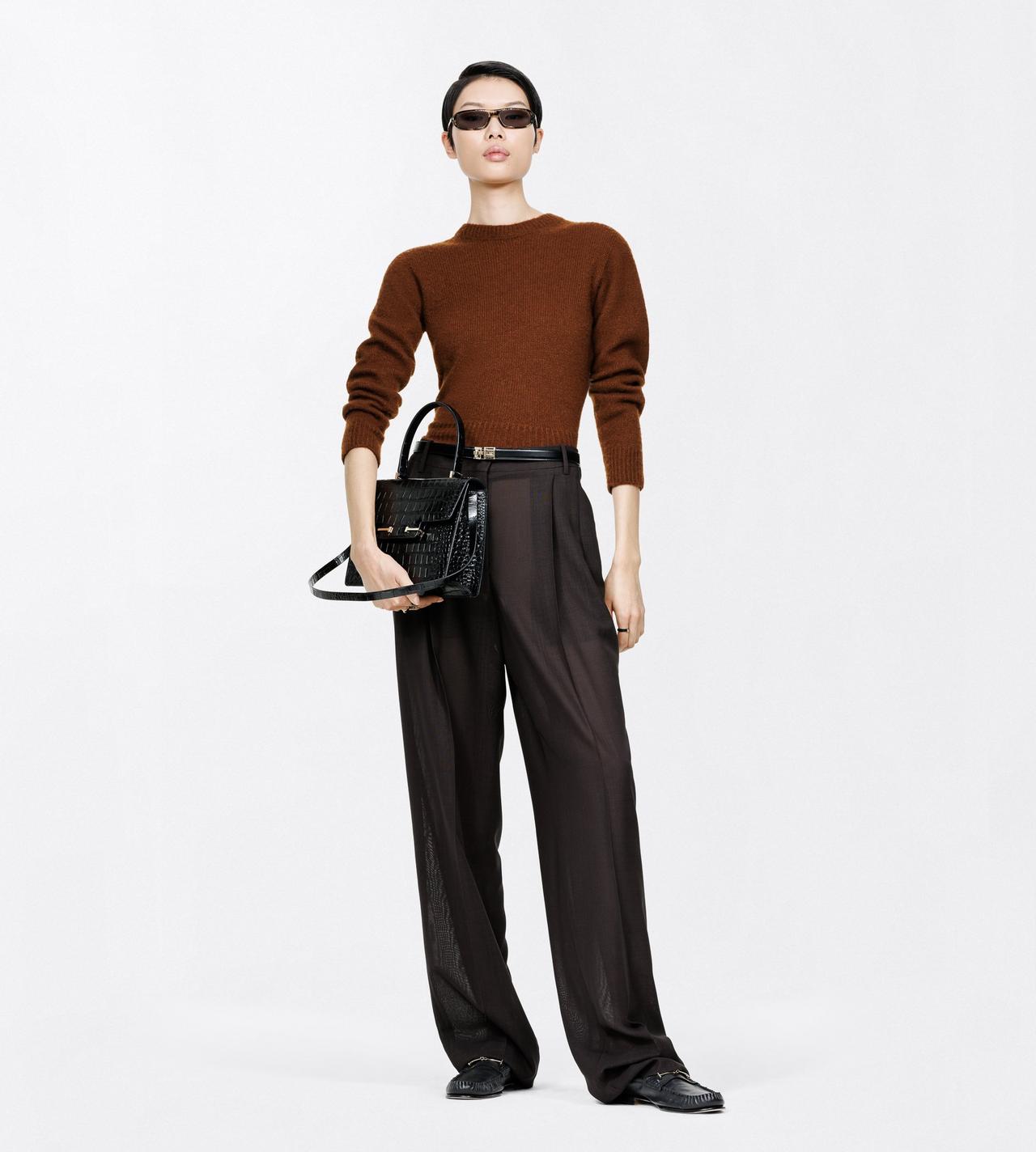 TOM FORD CASHMERE SILK BLEND HAZELNUT SEAMLESS ULTRASOFT CASHMERE SILK CLASSIC CREWNECK