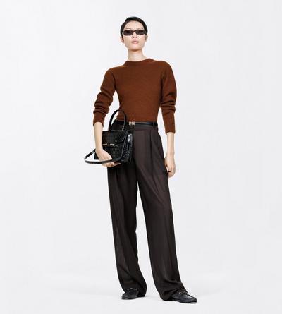 TOM FORD CASHMERE SILK BLEND HAZELNUT SEAMLESS ULTRASOFT CASHMERE SILK CLASSIC CREWNECK