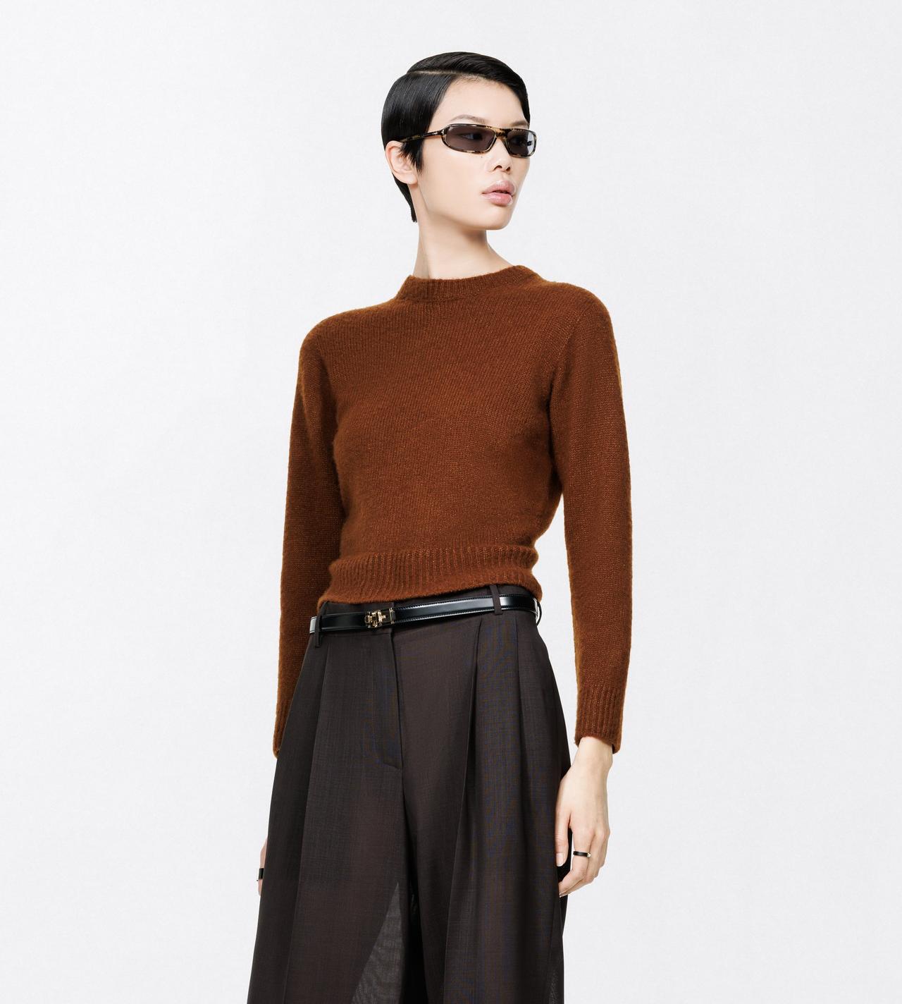 TOM FORD CASHMERE SILK BLEND HAZELNUT SEAMLESS ULTRASOFT CASHMERE SILK CLASSIC CREWNECK