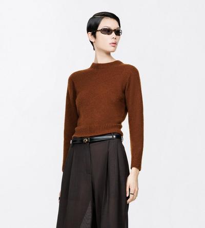 TOM FORD CASHMERE SILK BLEND HAZELNUT SEAMLESS ULTRASOFT CASHMERE SILK CLASSIC CREWNECK