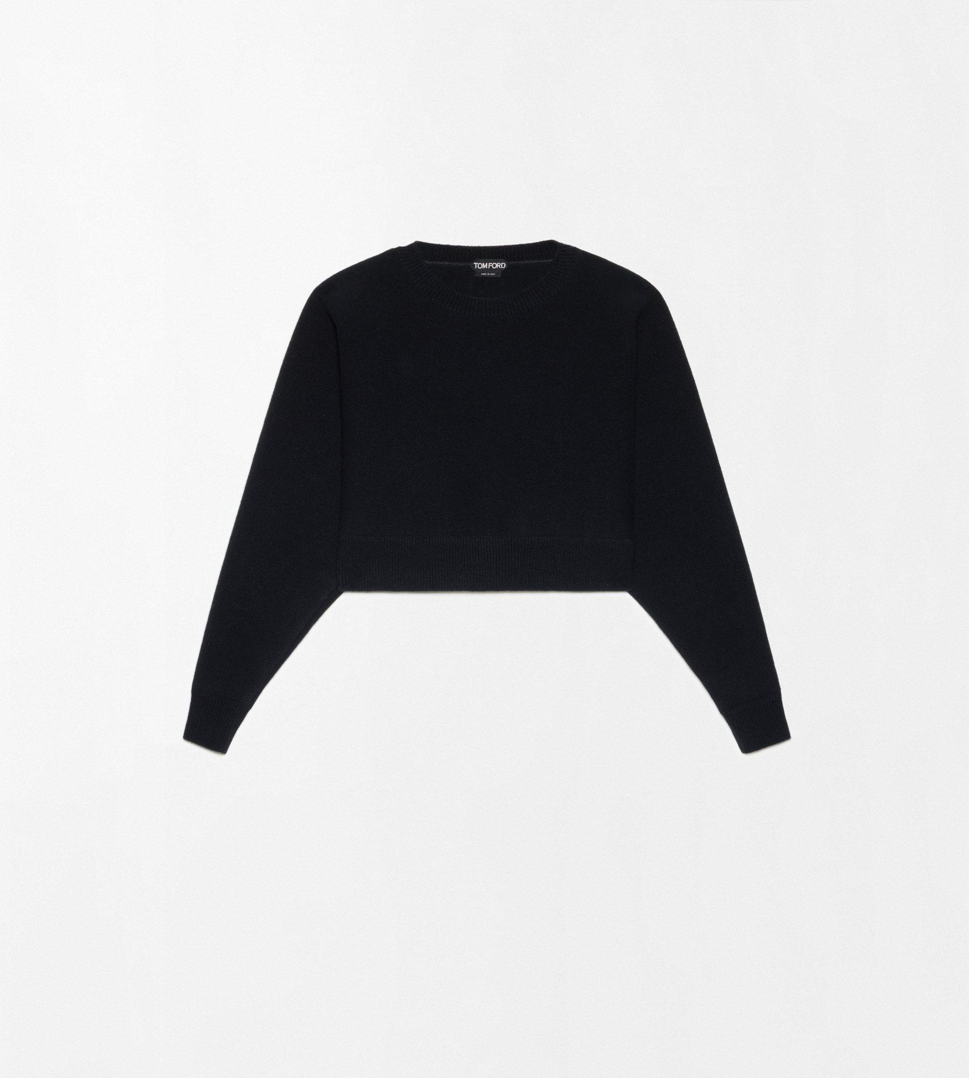 SKULPTURALER, KURZER RUNDHALS-STRICKPULLOVER AUS WOLLE UND KASCHMIR