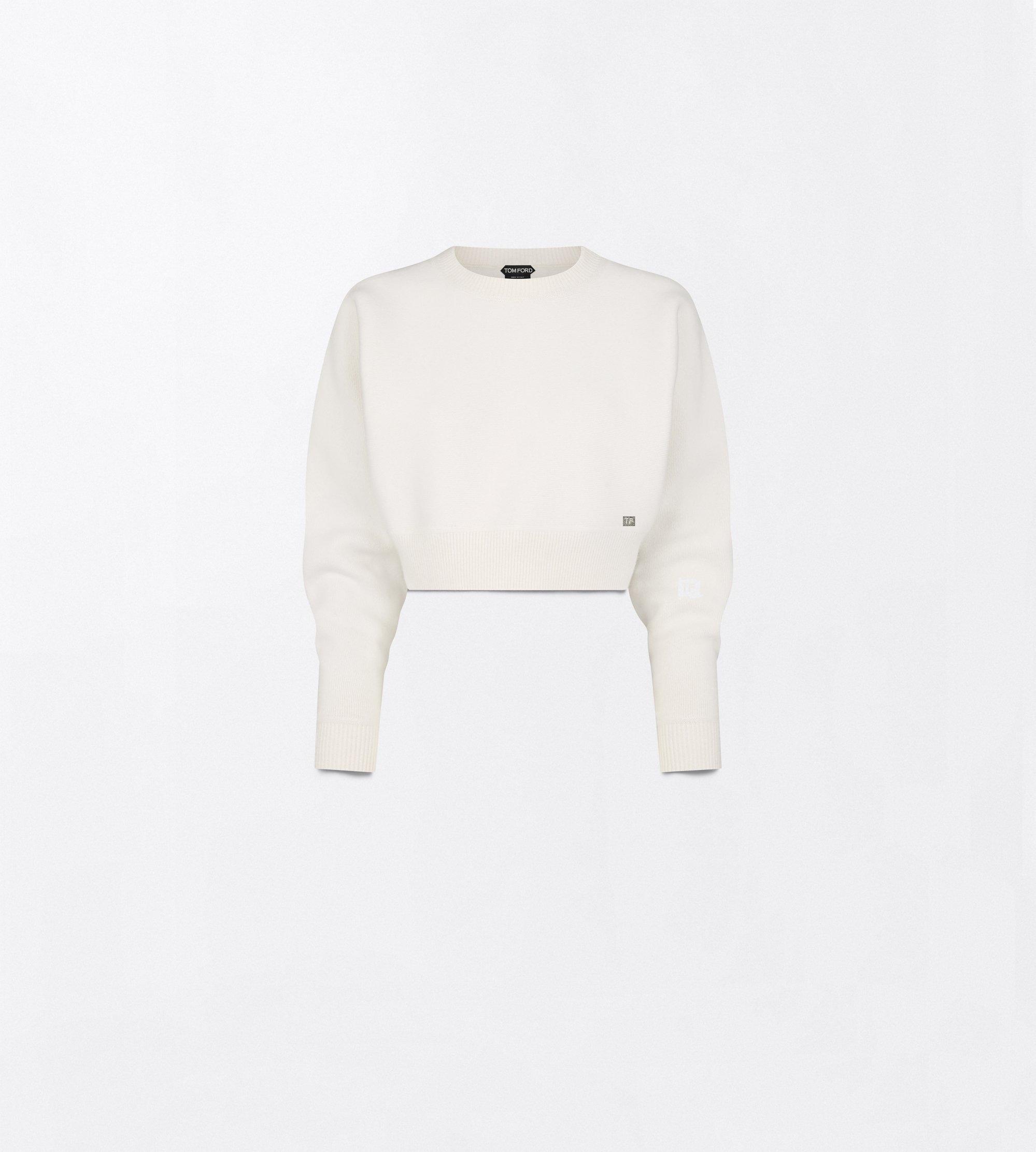 SCULPTURAL WOOL CASHMERE CREWNECK CROPPED KNIT
