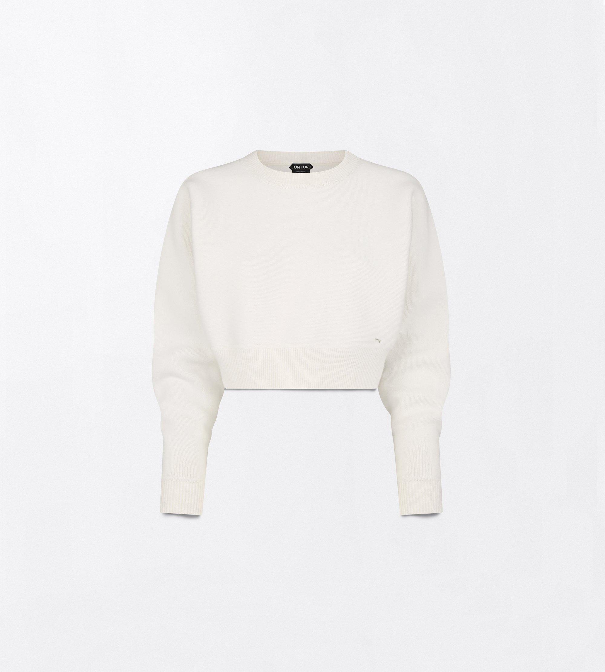 SCULPTURAL WOOL CASHMERE CREWNECK CROPPED KNIT | TOM FORD Fashion