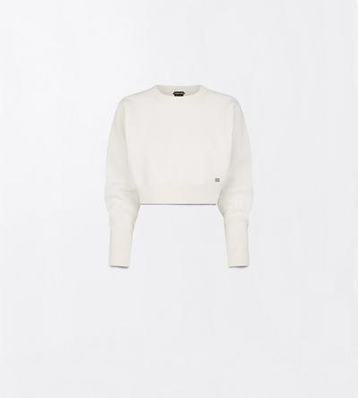 SCULPTURAL WOOL CASHMERE CREWNECK CROPPED KNIT