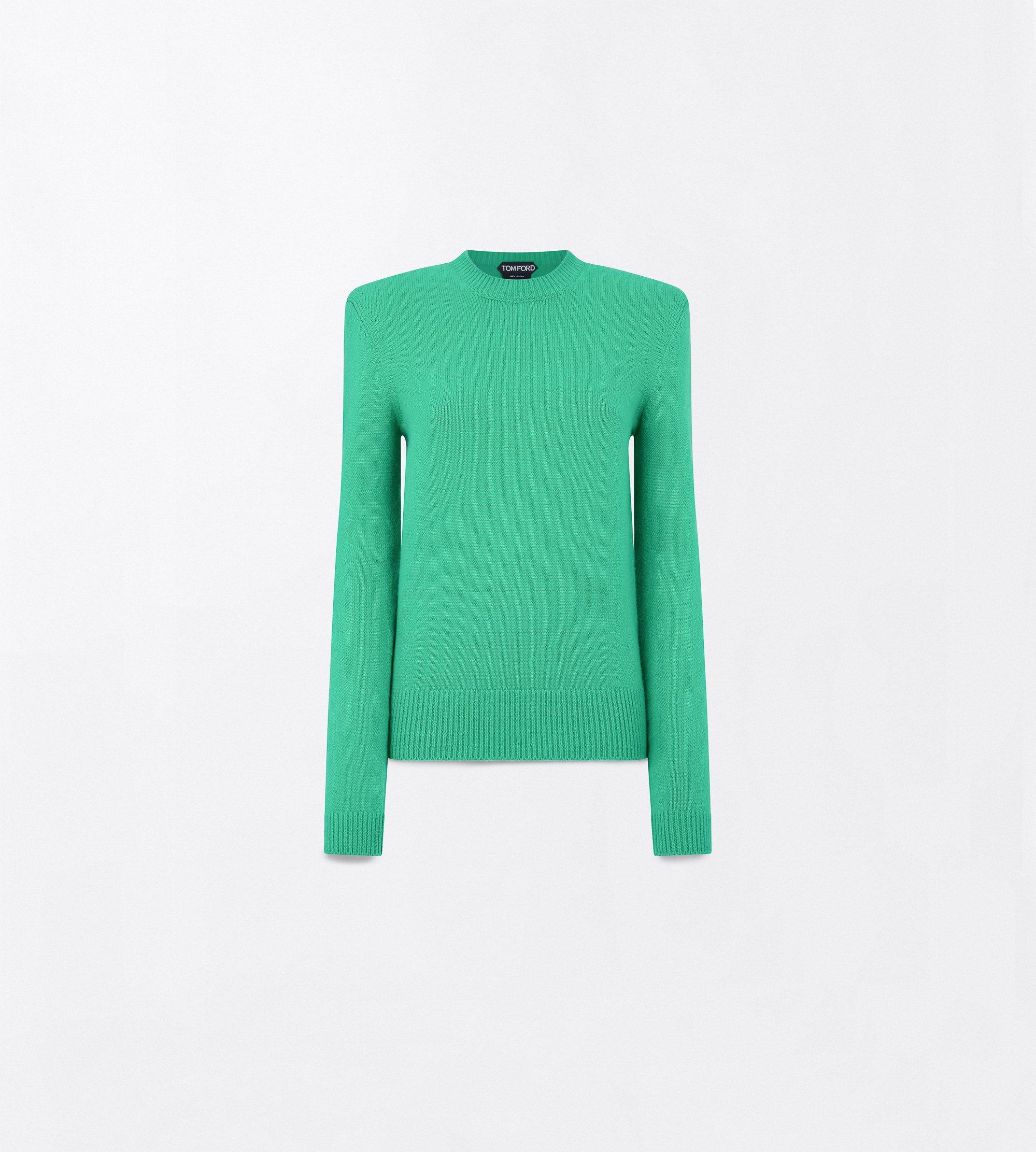 COTTON CASHMERE CREWNECK KNIT WITH STRUCTURED SHOULDERS