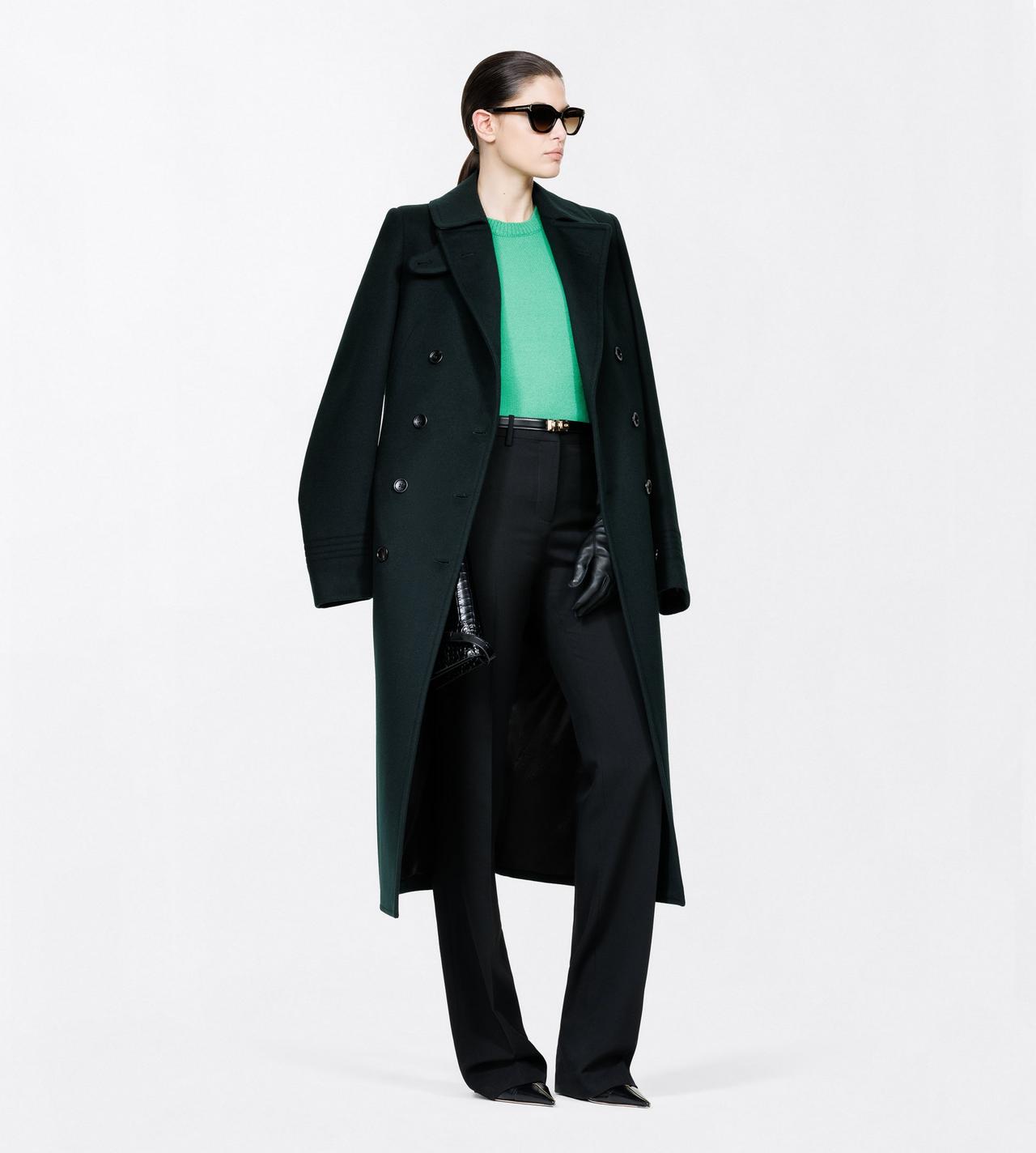 TOM FORD CASHMERE COTTON BLEND BRIGHT GREEN COTTON CASHMERE CREWNECK KNIT WITH STRUCTURED SHOULDERS