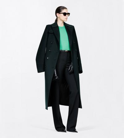 TOM FORD CASHMERE COTTON BLEND BRIGHT GREEN COTTON CASHMERE CREWNECK KNIT WITH STRUCTURED SHOULDERS