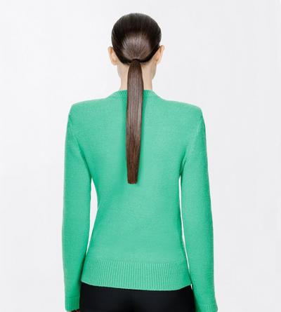TOM FORD CASHMERE COTTON BLEND BRIGHT GREEN COTTON CASHMERE CREWNECK KNIT WITH STRUCTURED SHOULDERS