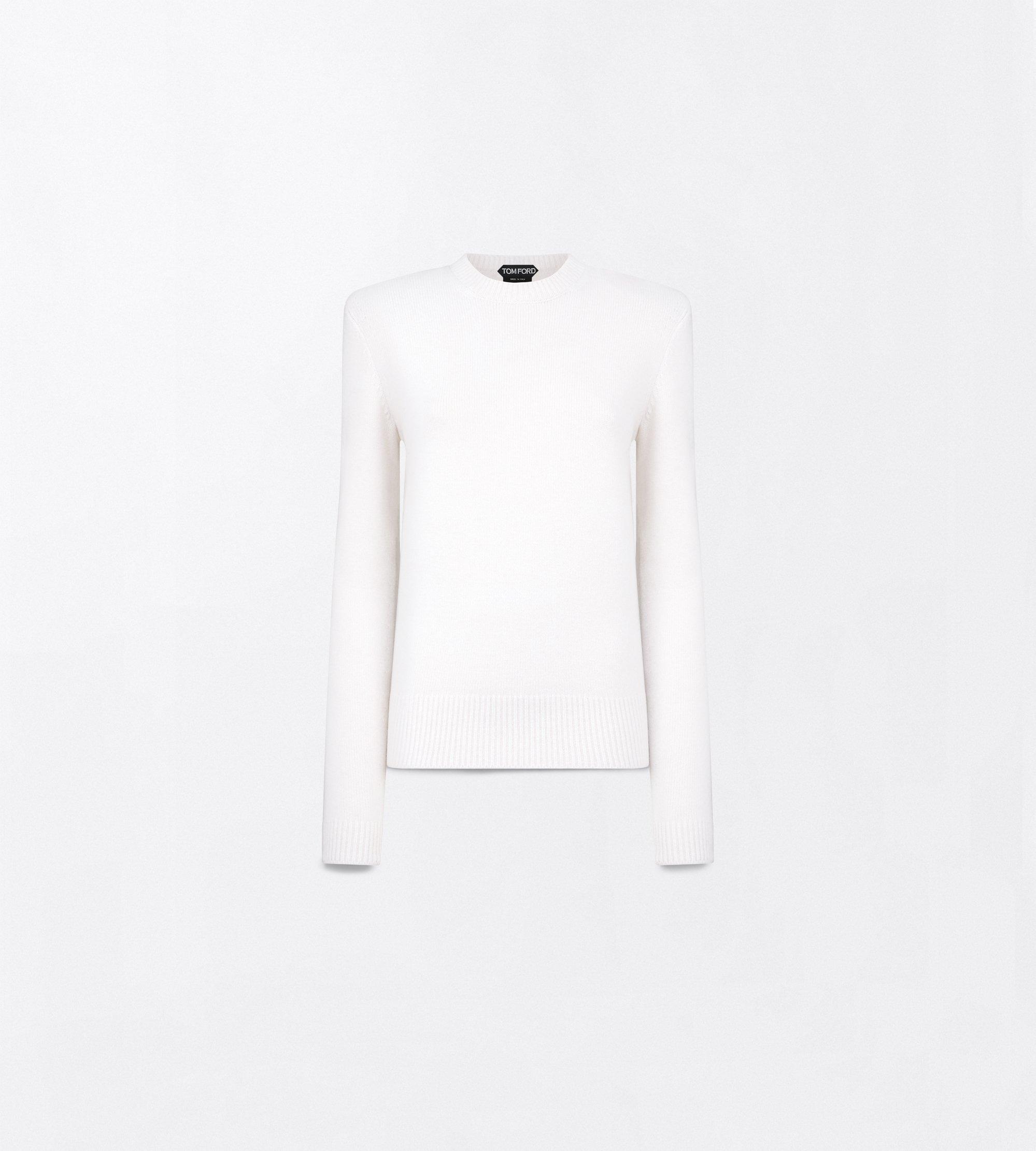 COTTON CASHMERE CREWNECK KNIT WITH STRUCTURED SHOULDERS