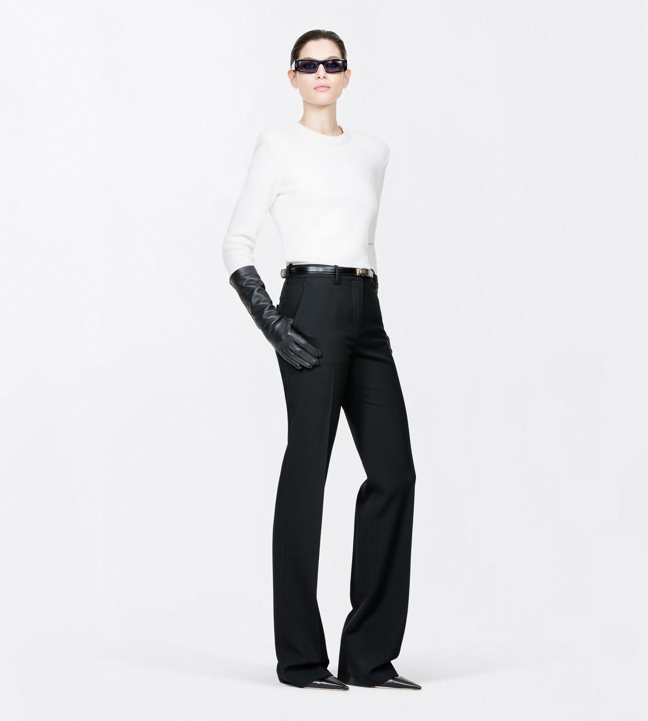 TOM FORD CASHMERE COTTON BLEND IVORY COTTON CASHMERE CREWNECK KNIT WITH STRUCTURED SHOULDERS
